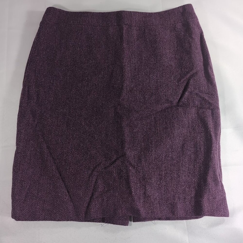 J. Crew No. 2 Pencil Skirt Purple 100% Wool Slit Knee Length Zip Closure Women 2